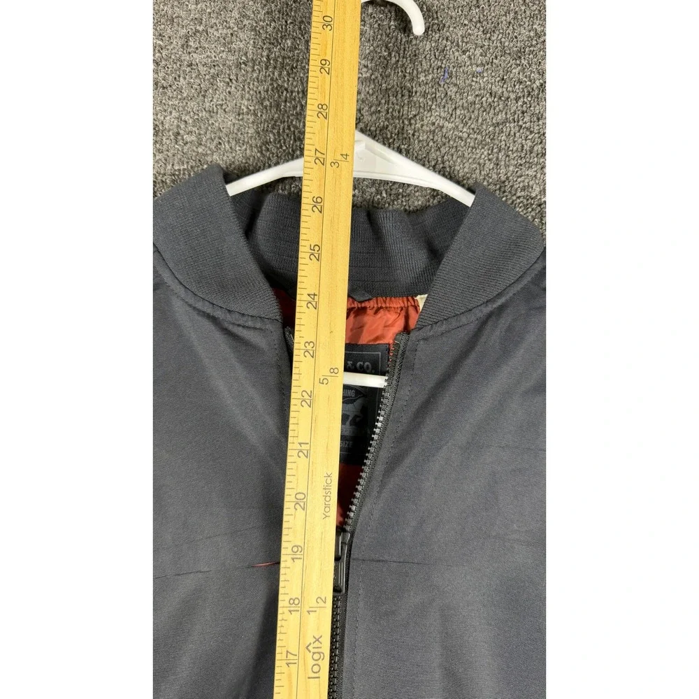 Levis Mens Bomber Jacket Gray Orange Lining Full Zip Flight Coat w/ Flaw